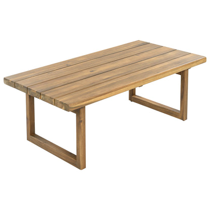 Outdoor Acacia Wood Six Seater Sectional Sofa