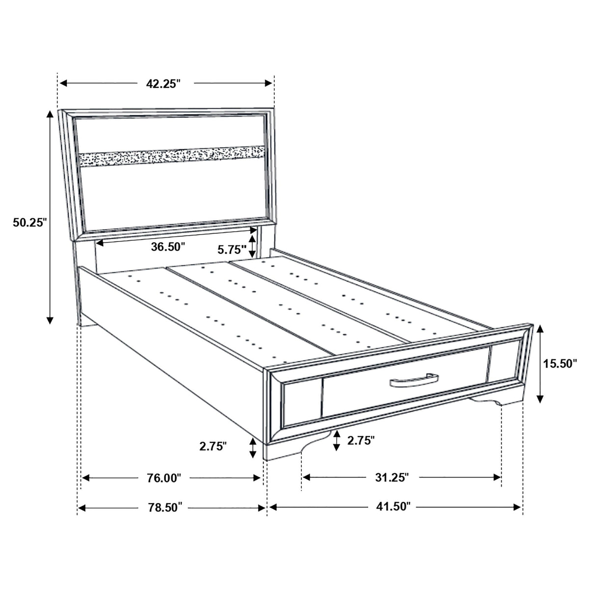Annie 4-Piece Bedroom Set by HouseOfZazla bed frame with paneled headboard and drawer on Tampa Home & Garden Store