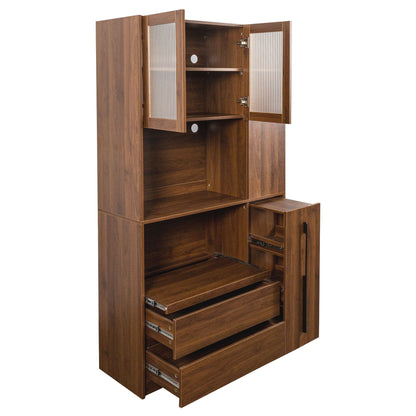 Tall Kitchen Pantry Cabinet and Microwave Stand