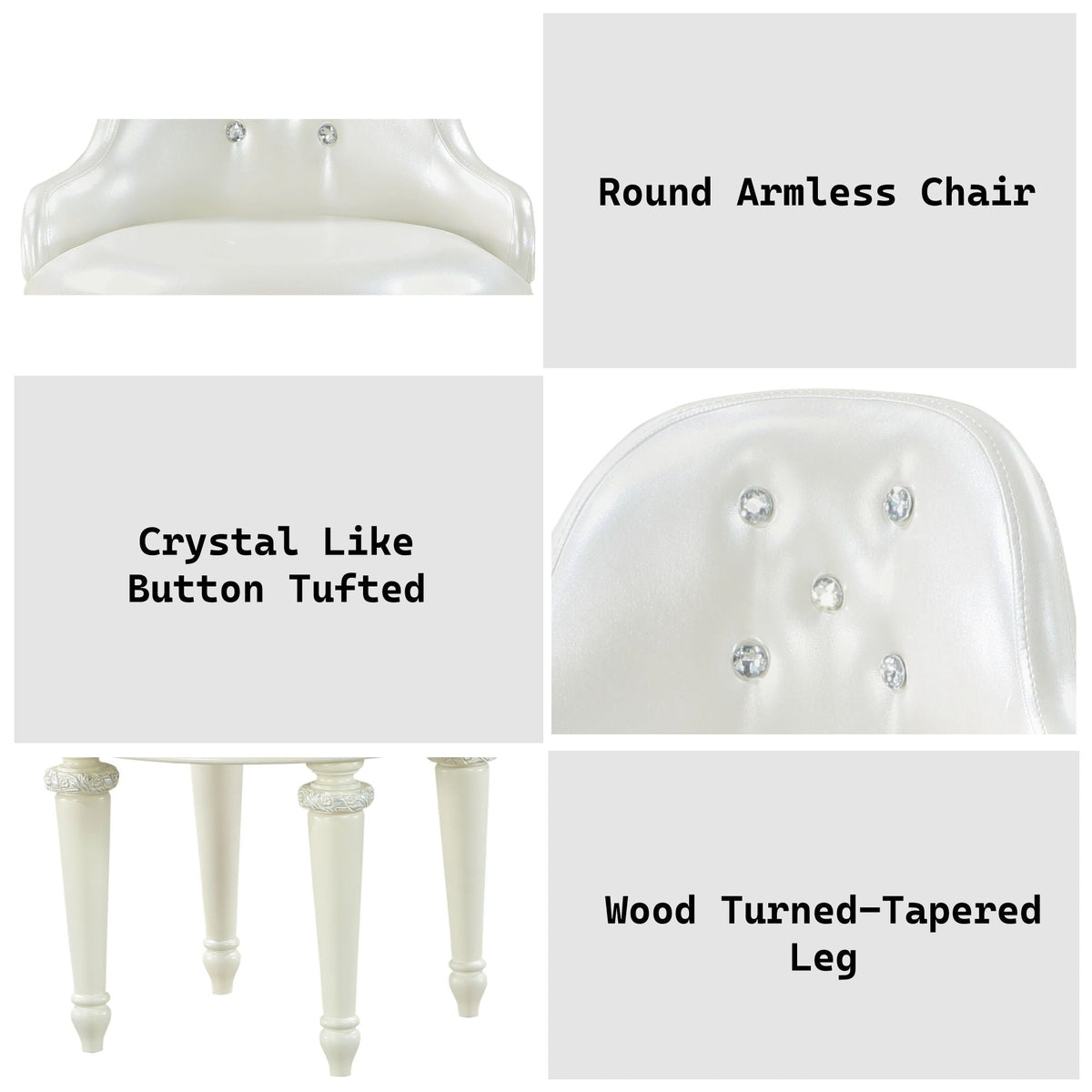 Ivory swivel vanity chair with tufted back and crystal buttons, HouseOfZazla Dorothy on Tampa Home & Garden Store