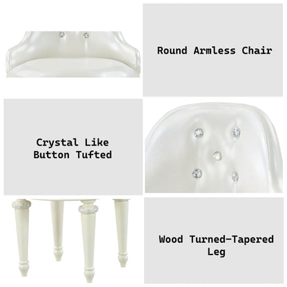 Ivory swivel vanity chair with tufted back and crystal buttons, HouseOfZazla Dorothy on Tampa Home & Garden Store