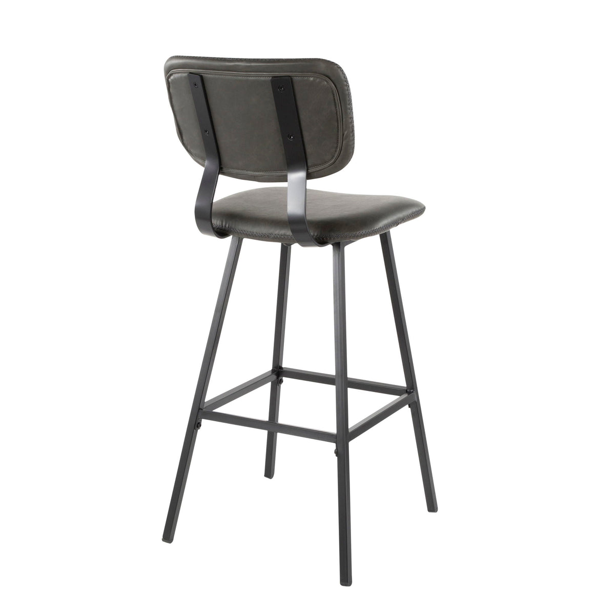 Contemporary barstool, black/gray faux leather, zigzag stitching, metal legs HouseOfZazla on Tampa Home & Garden Store