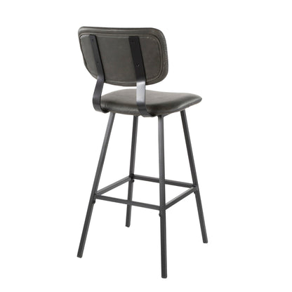 Contemporary barstool, black/gray faux leather, zigzag stitching, metal legs HouseOfZazla on Tampa Home & Garden Store