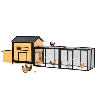 Wooden Chicken Coop and Large Outdoor Run Space