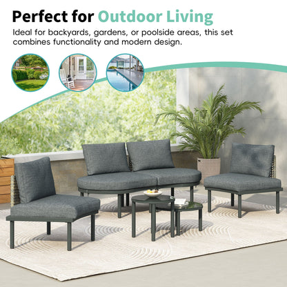 Outdoor Patio 6 Piece Sofa Set And Cushions