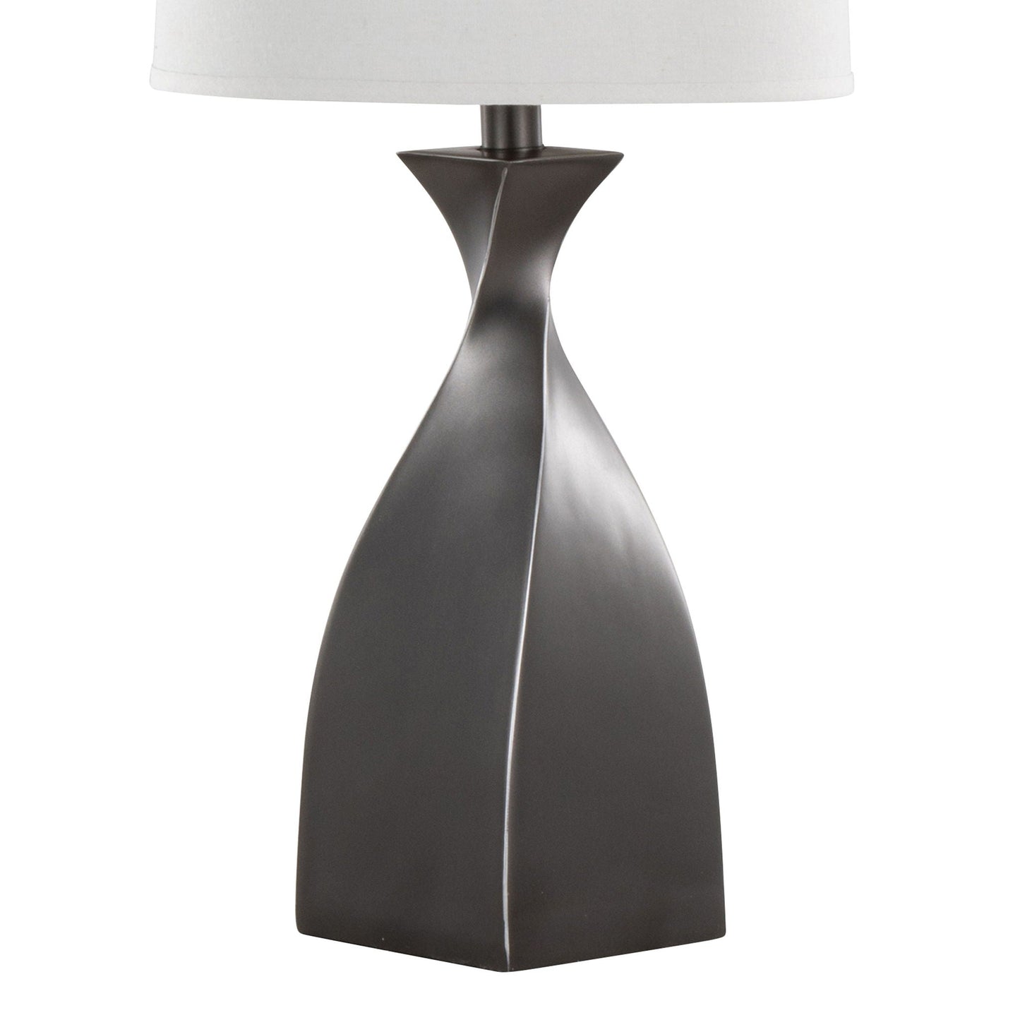 Curvo polyresin table lamp set of 2 with dark twisted base and light shade by HouseOfZazla on Tampa Home & Garden Store