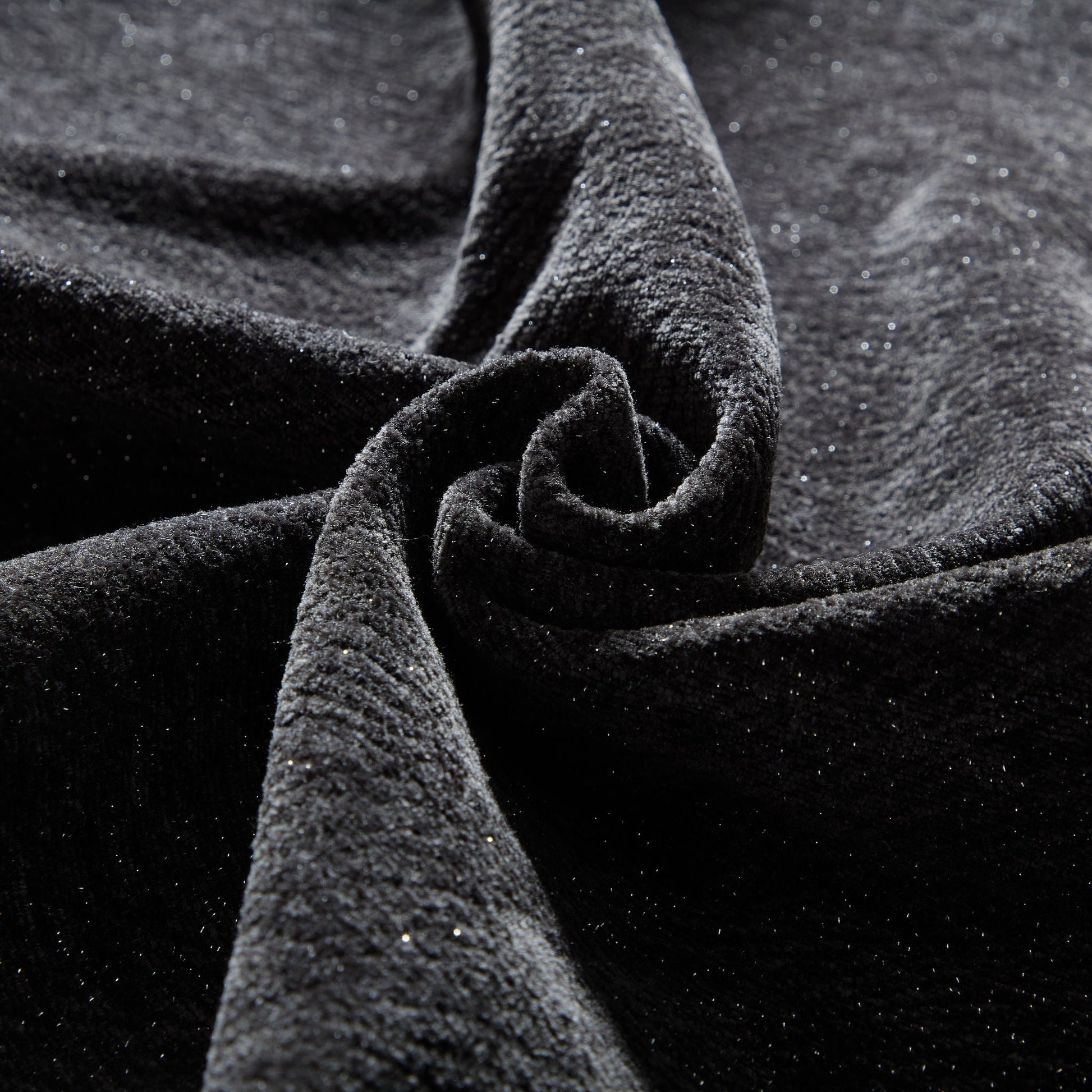 Modern oversized modular sectional sofa velvet upholstery close-up in charcoal black on Tampa Home & Garden Store