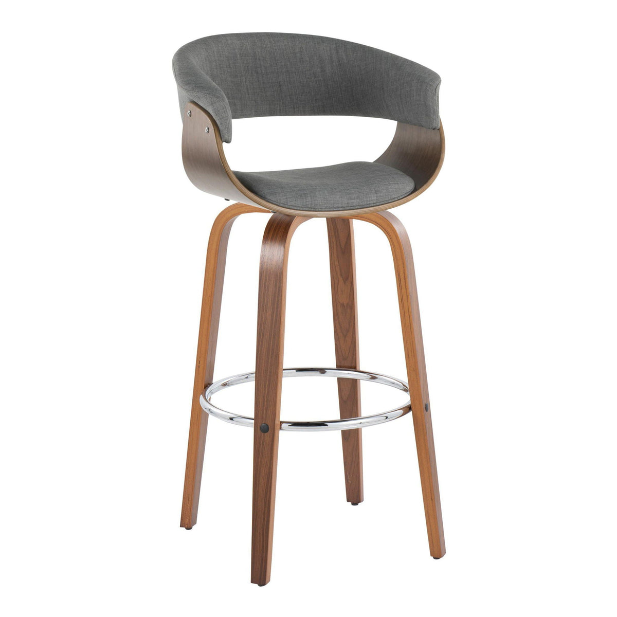 Barstool set of 2, mid-century modern with gray fabric and wooden legs HouseOfZazla on Tampa Home & Garden Store