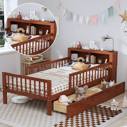 Bed With Headboard Storage and Under Bed Drawers