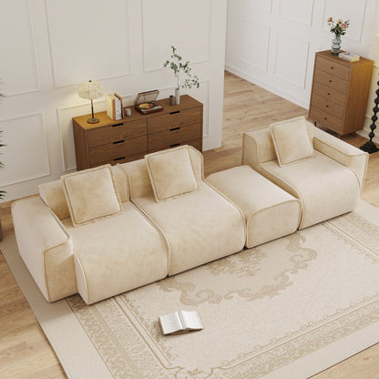 Streamlined Design Modular 3 Seat L Shape Sectional Sofa by HouseOfZazla in beige fabric on Tampa Home & Garden Store