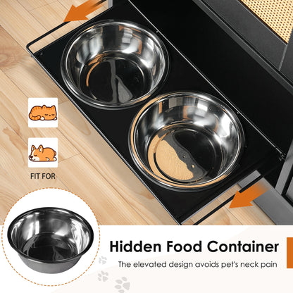 Feeding Station with 2 elevated stainless bowls in black frame by HouseOfZazla on Tampa Home & Garden Store