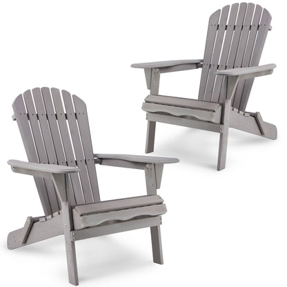 Set of Two Wooden Folding Adirondack Chairs