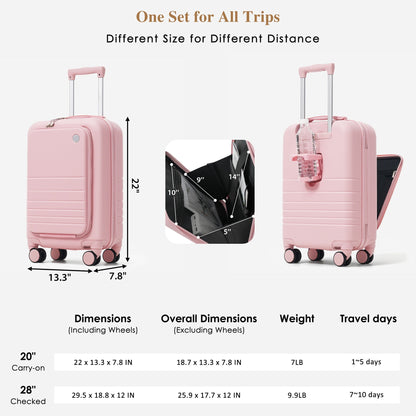 4-Piece pastel pink hard-shell luggage set with USB charging ports by HouseOfZazla on Tampa Home & Garden Store