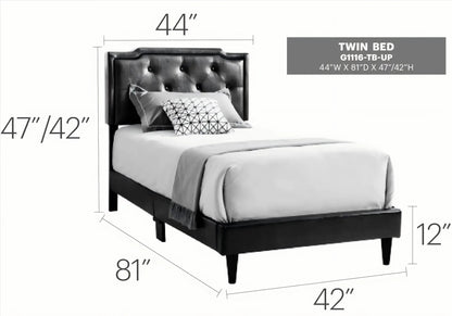 Button tufted upholstered twin bed in black by Unique Piece Furniture on Tampa Home & Garden Store