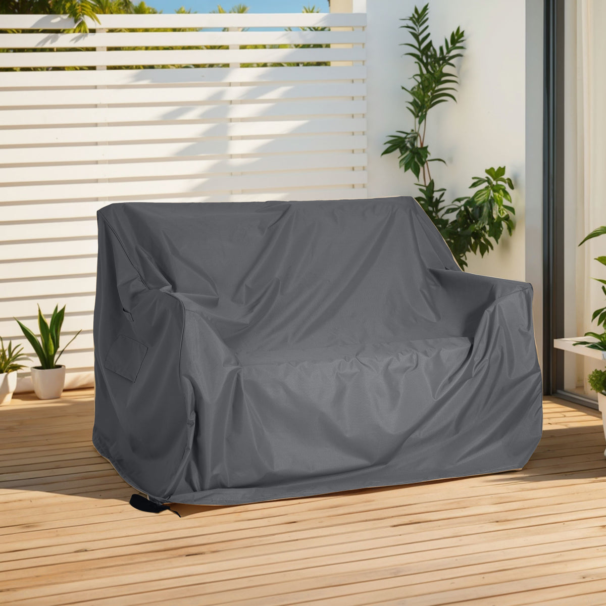 Shield Outdoor Loveseat Cover dark gray, outdoor furniture cover for stationary loveseats on Tampa Home & Garden Store