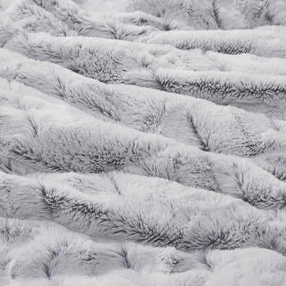 King/Cal King back print long fur comforter mini set gray HouseOfZazla on Tampa Home & Garden Store
