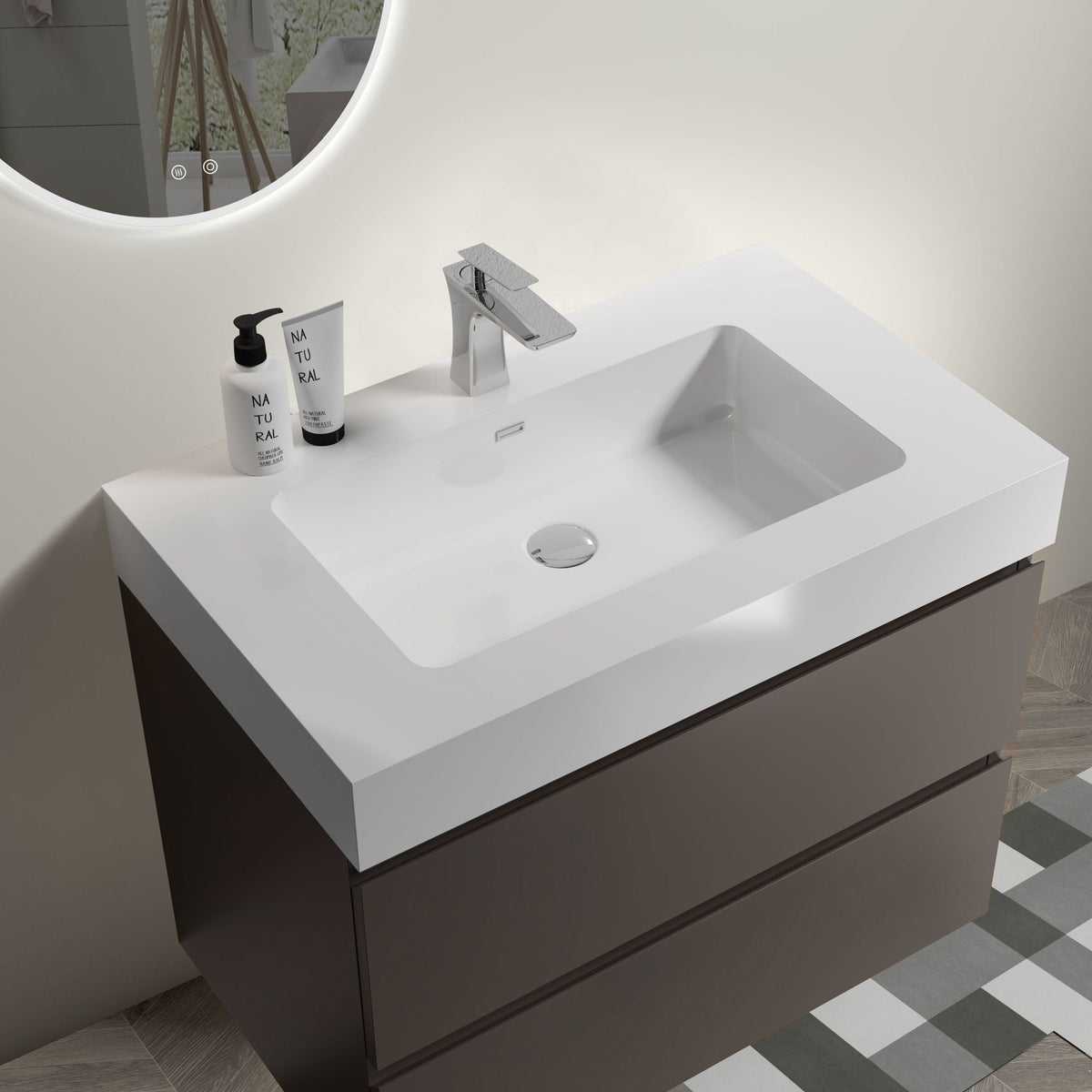 Alice Bathroom Vanity With Sink by HouseOfZazla, white gloss with chrome faucet on Tampa Home & Garden Store