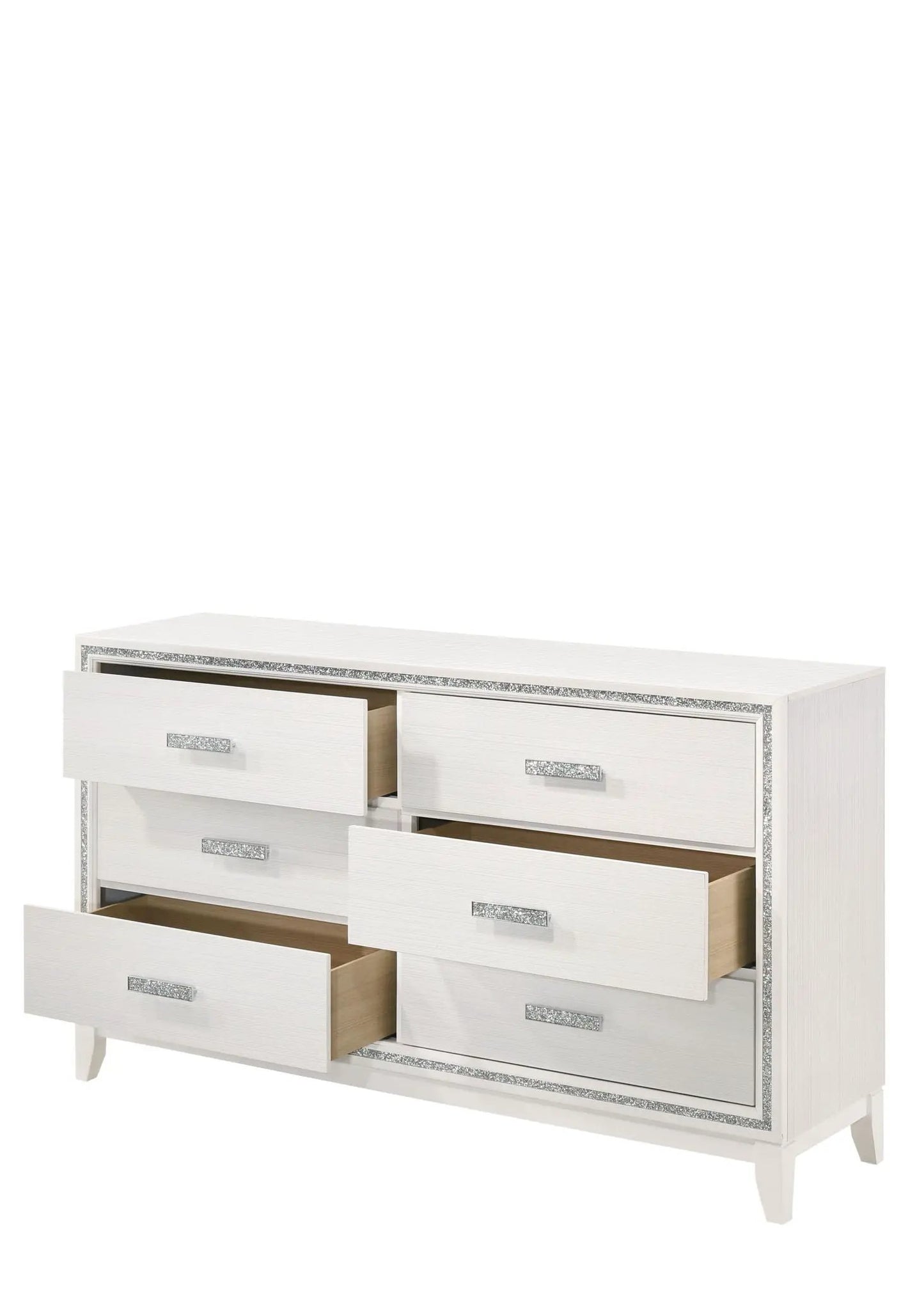Haiden Dresser with Silver Trim Six Drawers