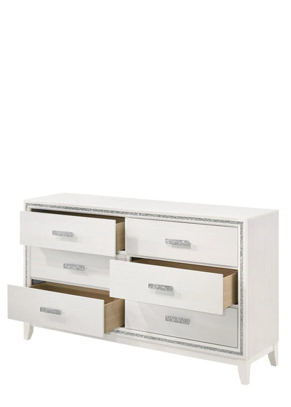 Haiden Dresser with Silver Trim Six Drawers