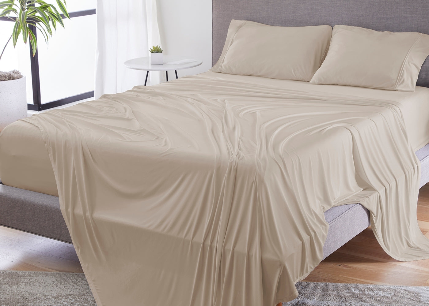 BedGear Dri-Tec beige split king/split cal king sheet set on Tampa Home & Garden Store