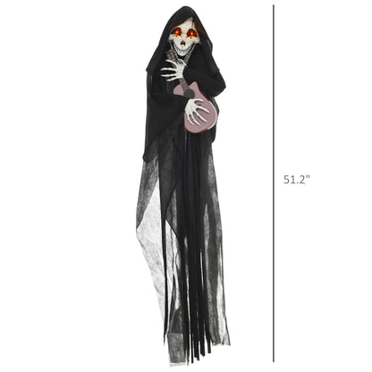 4.3' animated Grim Reaper guitarist figure in black robe with guitar red eyes HouseOfZazla on Tampa Home & Garden Store