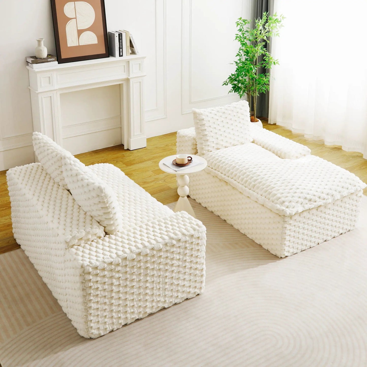 Modular Sofa, Convertible Twin Seat with Chaise