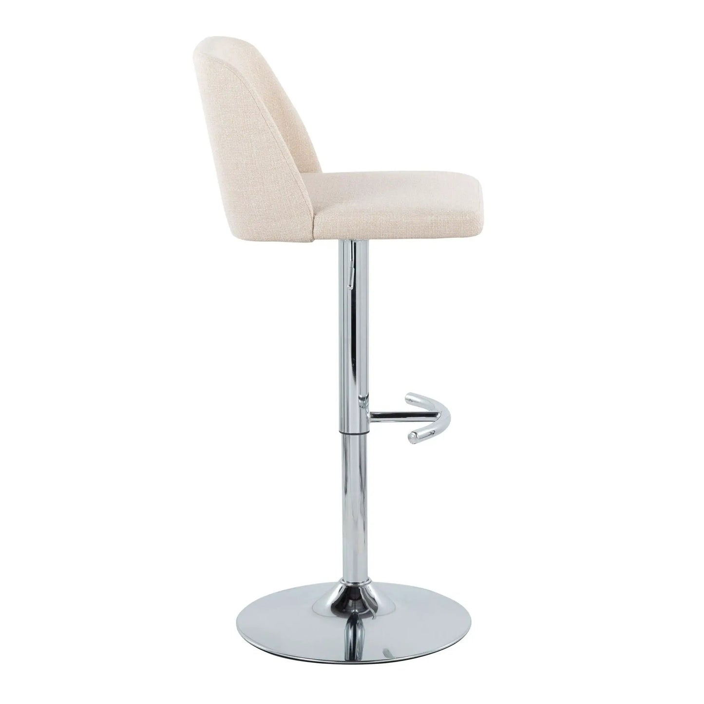 Toriano beige adjustable barstool set of 2 with swivel and T footrest on chrome base on Tampa Home & Garden Store