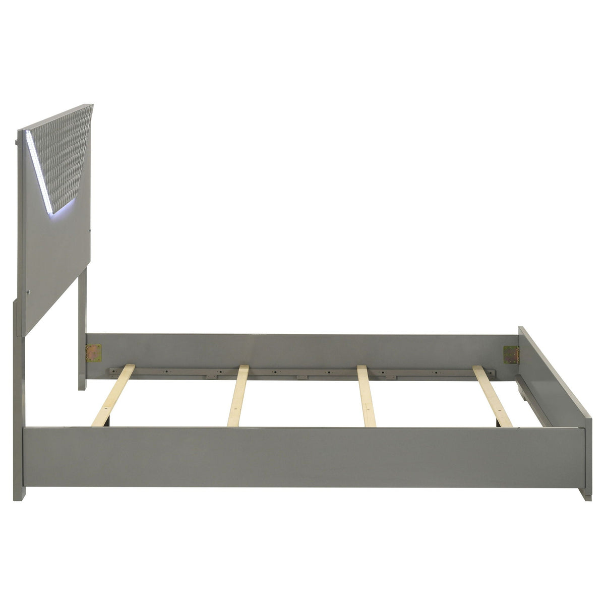 Pierce Panel Bed LED Headboard by HouseOfZazla, gray metal frame on Tampa Home & Garden Store
