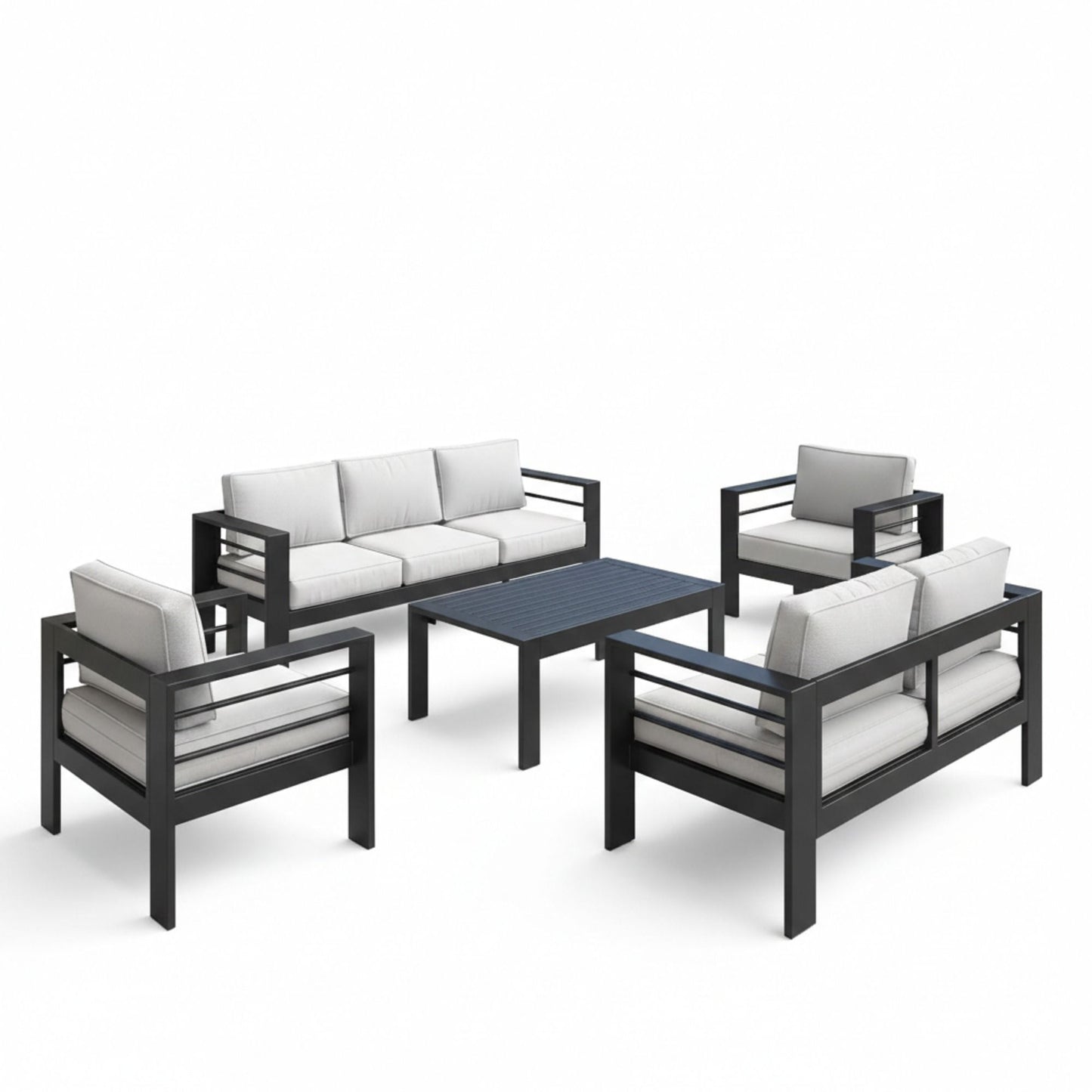 Outdoor Iron Patio Set With The Thick Cushions