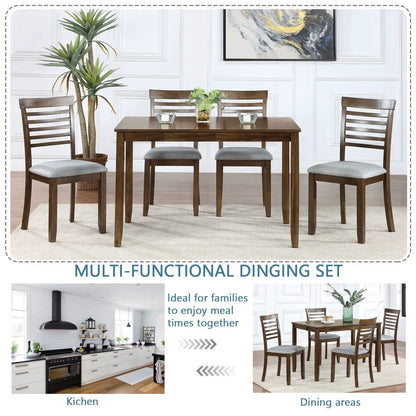 5 Piece Modern Dining Set Table With Chairs