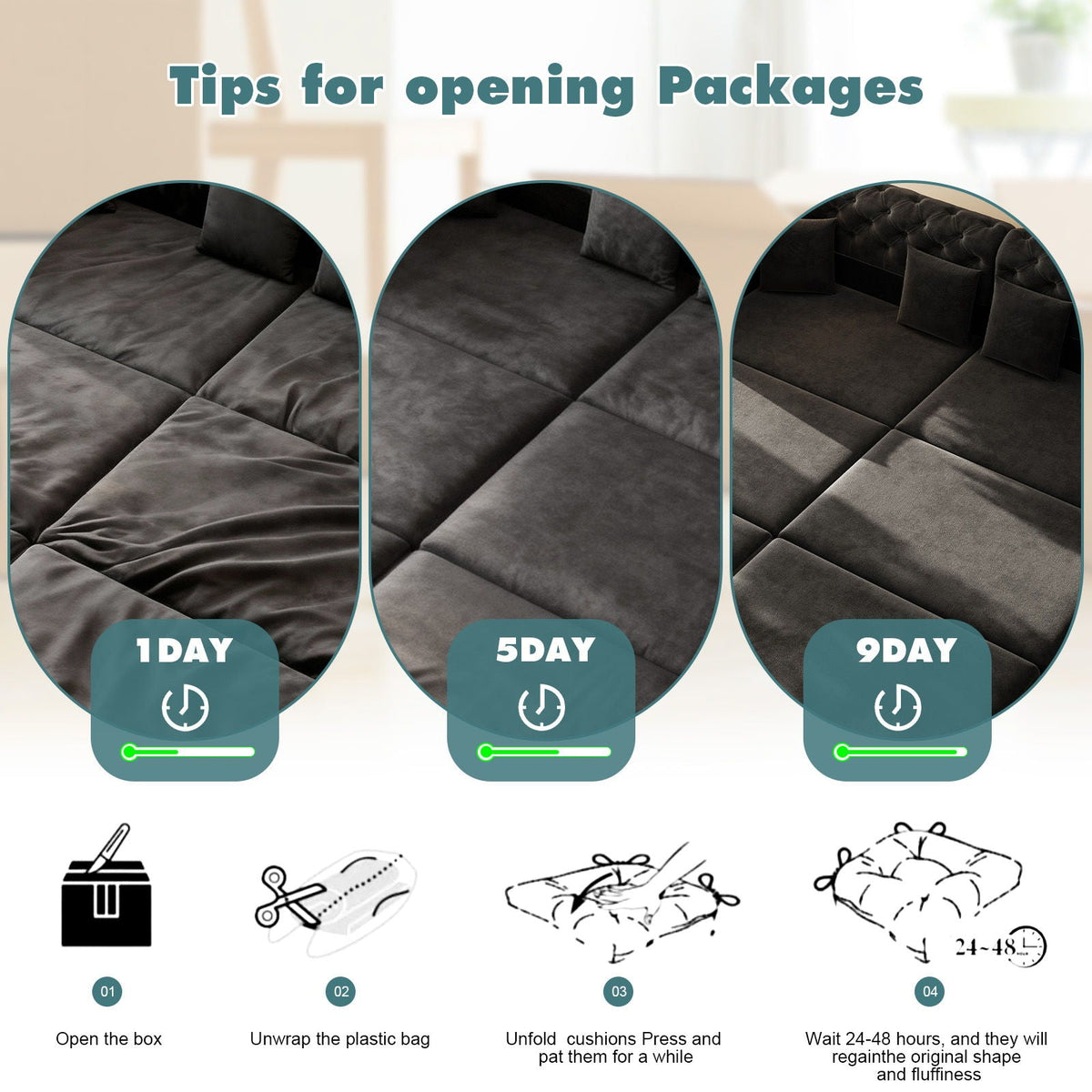 3 In 1 Convertible Sofa and Ottoman Bed