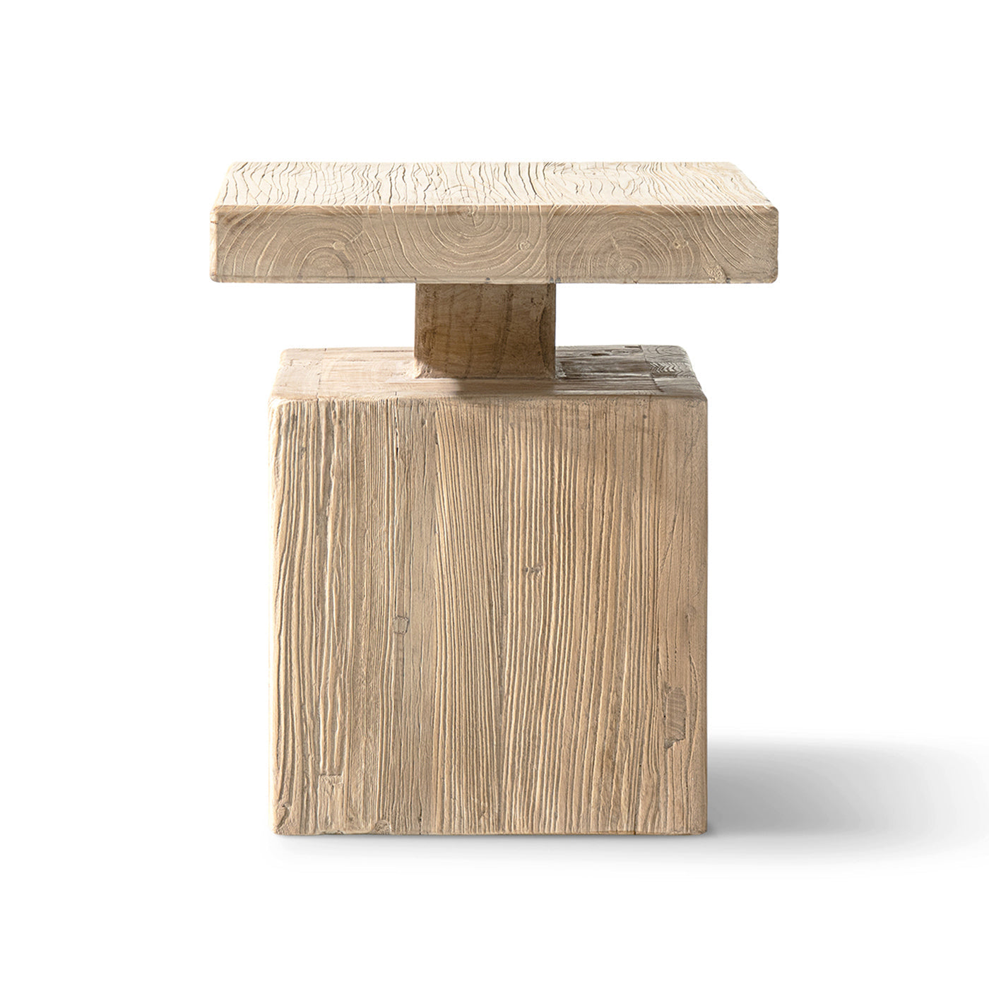 Calder 18in solid square reclaimed elm end table Heritage Light Natural Brown HouseOfZazla on Tampa Home & Garden Store
