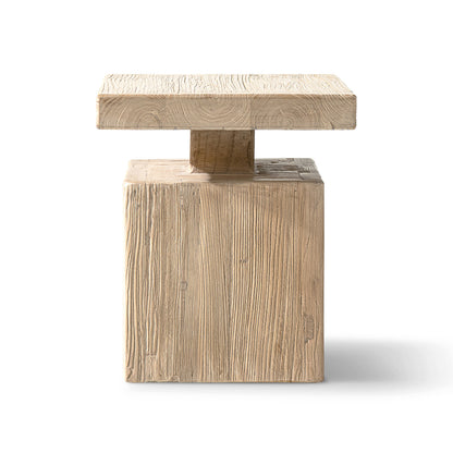Calder 18in solid square reclaimed elm end table Heritage Light Natural Brown HouseOfZazla on Tampa Home & Garden Store
