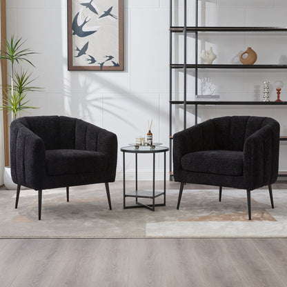 Vanity Barrel Accent Lounge Chair pair in black with wraparound backrest, HouseOfZazla Armchairs on Tampa Home & Garden Store