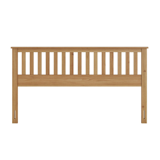 Light brown panel headboard in Mission style with vertical slats on Tampa Home & Garden Store