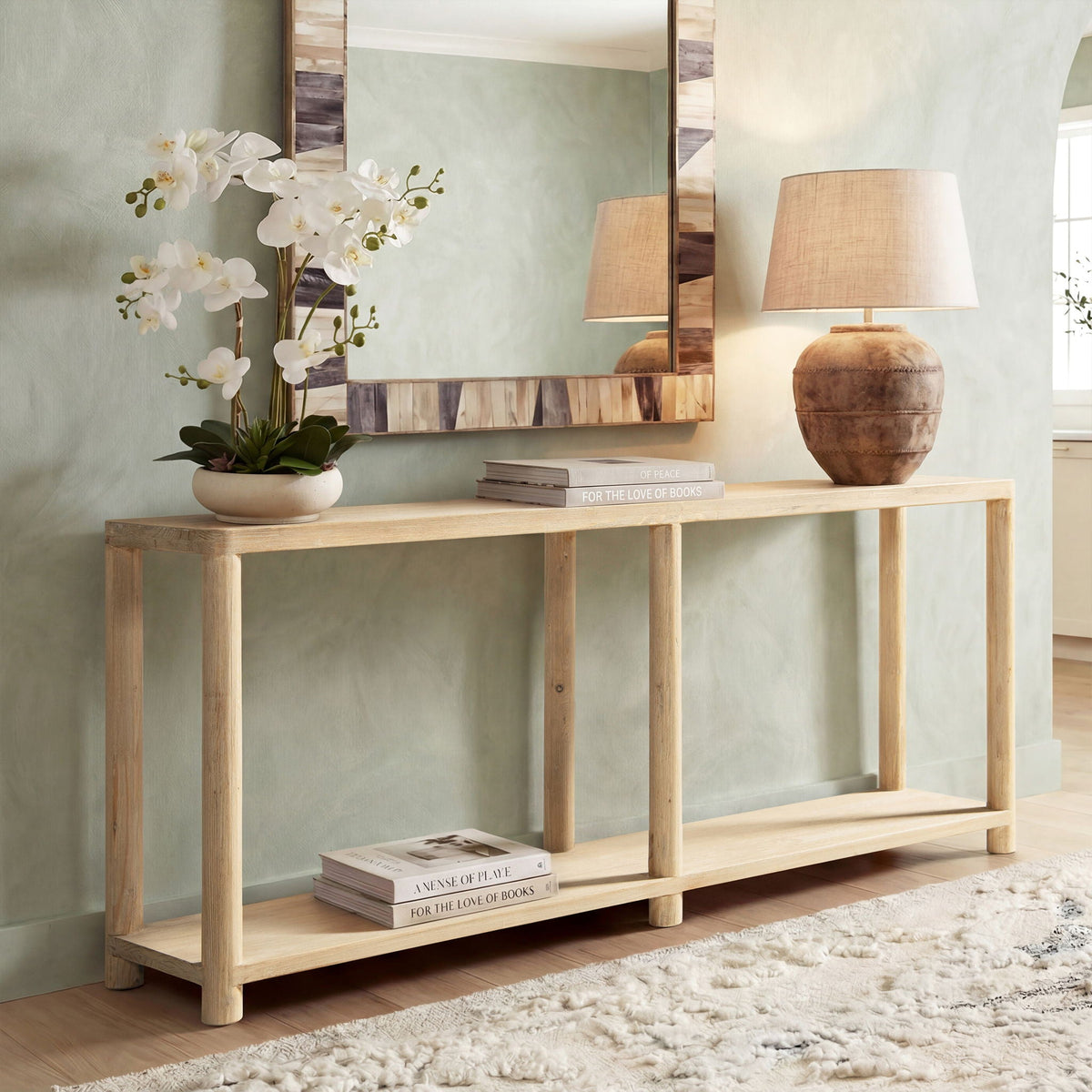 Natural Reclaimed Wood Console Table with Lower Shelf by HouseOfZazla on Tampa Home & Garden Store