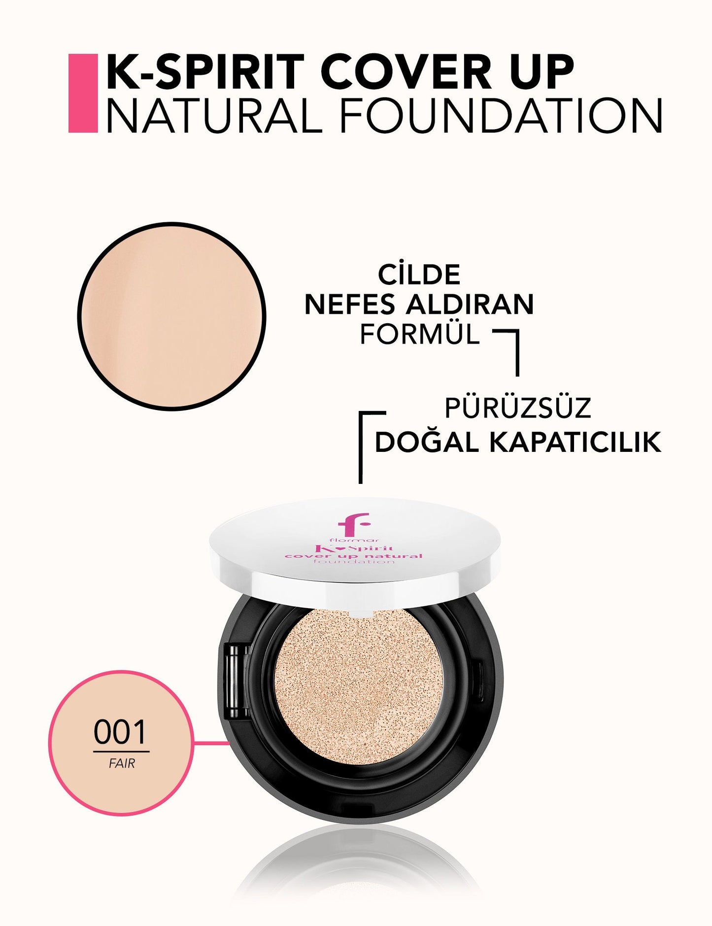 Flormar K-Spirit Cover Up Cushion Foundation 001 Fair compact by Beauty Care Bag on Tampa Home & Garden Store