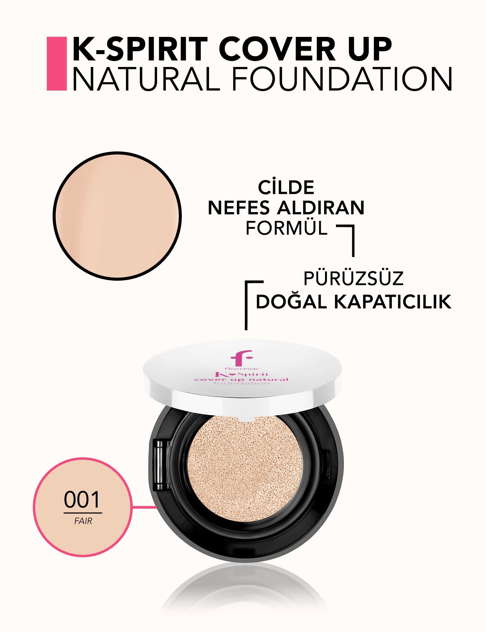 Flormar K-Spirit Cover Up Cushion Foundation 001 Fair compact by Beauty Care Bag on Tampa Home & Garden Store