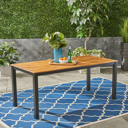 Acacia Wood Outdoor Dining Table and Iron Legs