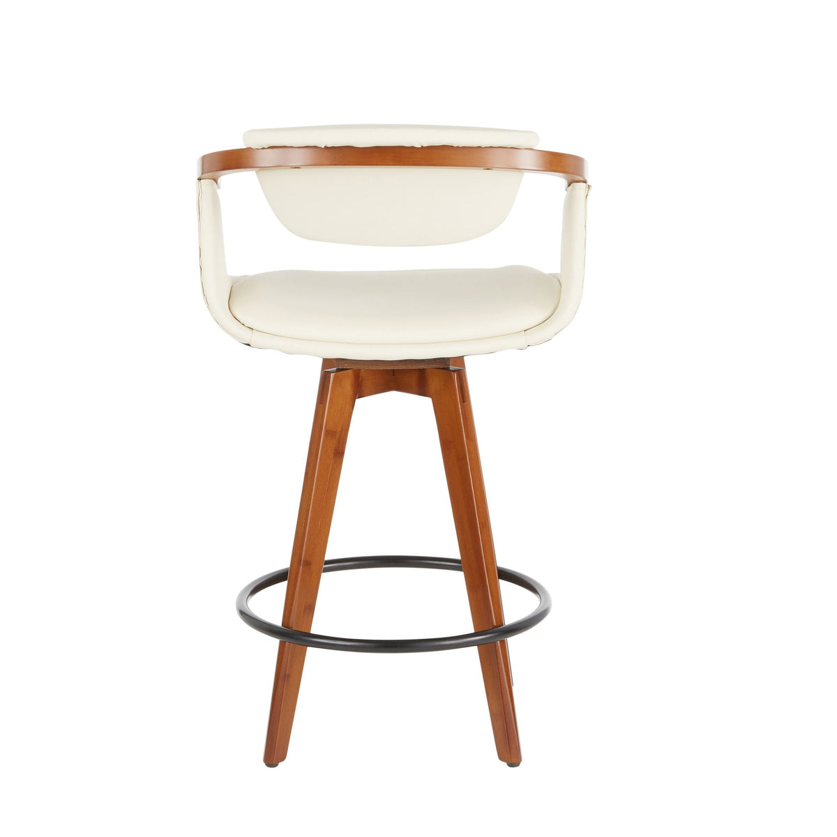Mid Century Modern counter stool with swivel cream upholstery and wooden legs HouseOfZazla on Tampa Home & Garden Store