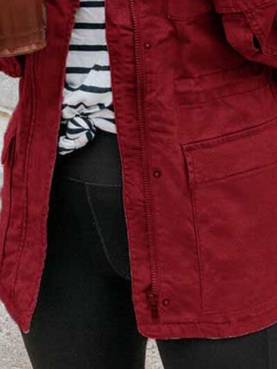 Retro pocketed long sleeve zip-up jacket Stevvex red, lightweight outerwear with pockets on Tampa Home & Garden Store