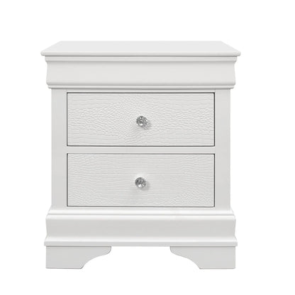 Shaker Crocodile Nightstand white with crocodile-textured drawers and crystal knob on Tampa Home & Garden Store