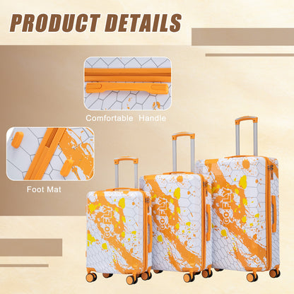 3-Piece PC Spinner Wheel Luggage Set in Orange by HouseOfZazla, hard-shell suitcases on Tampa Home & Garden Store