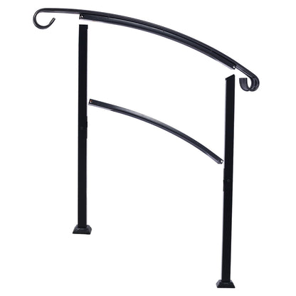 Sturdy Black Outdoor Steps and Porch Handrail