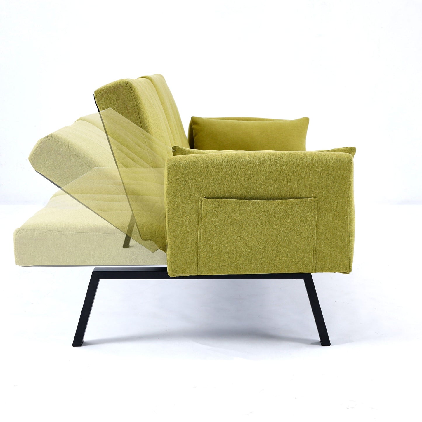 Green Foldable Sofa Bed with a Cup Holder