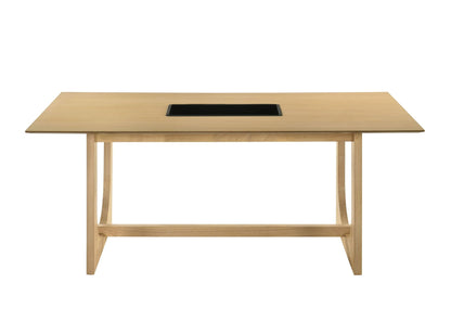 Blayde Natural Wood Dining Table with black inset panel in light oak finish by HouseOfZazla on Tampa Home & Garden Store