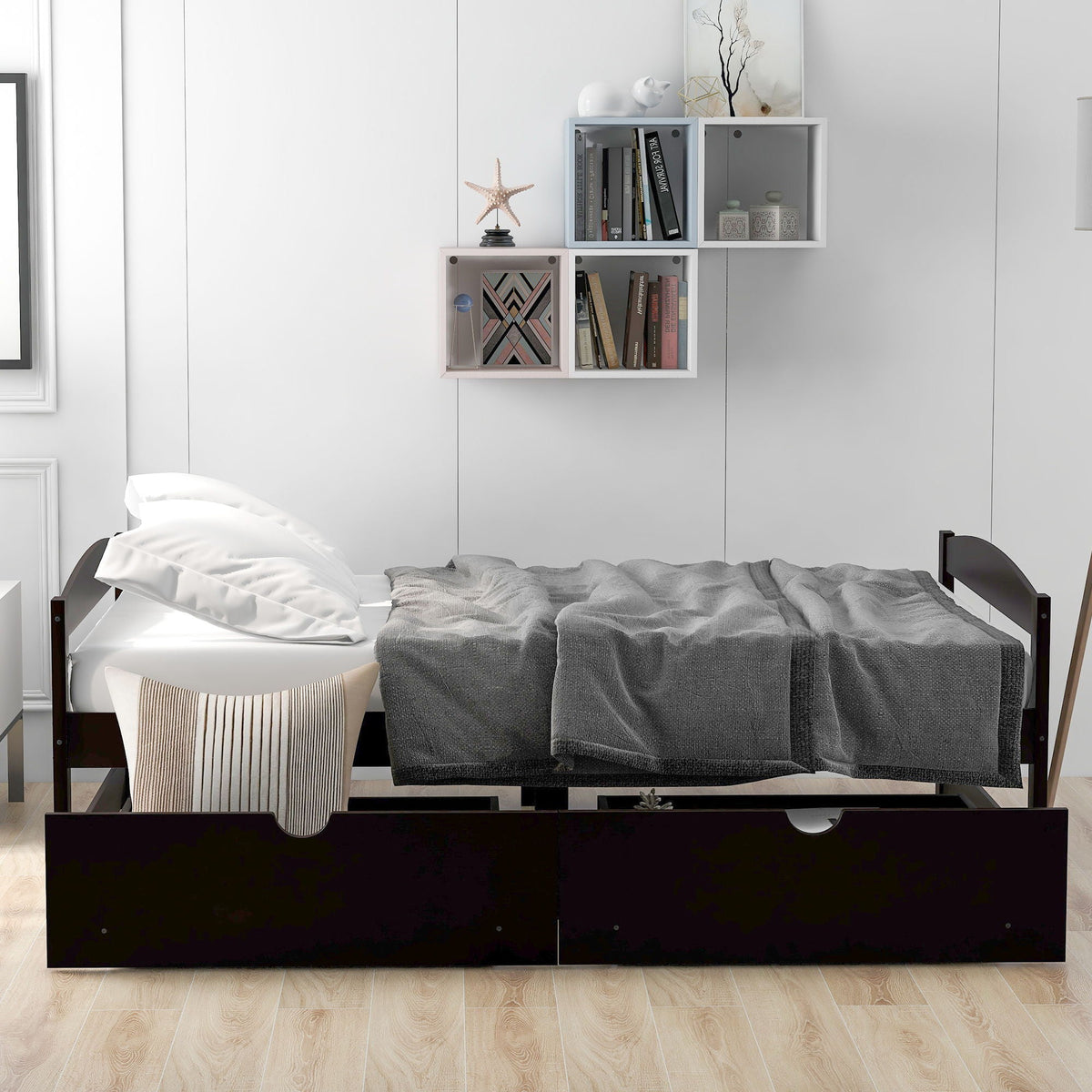 Platform bed with 2 drawers in black finish, HouseOfZazla on Tampa Home & Garden Store