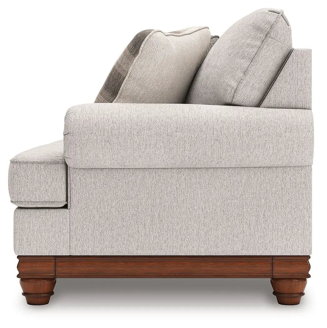 Clearbrooke Sofa Sandstone by Unique Piece Furniture, stationary sofa with wooden bun feet on Tampa Home & Garden Store