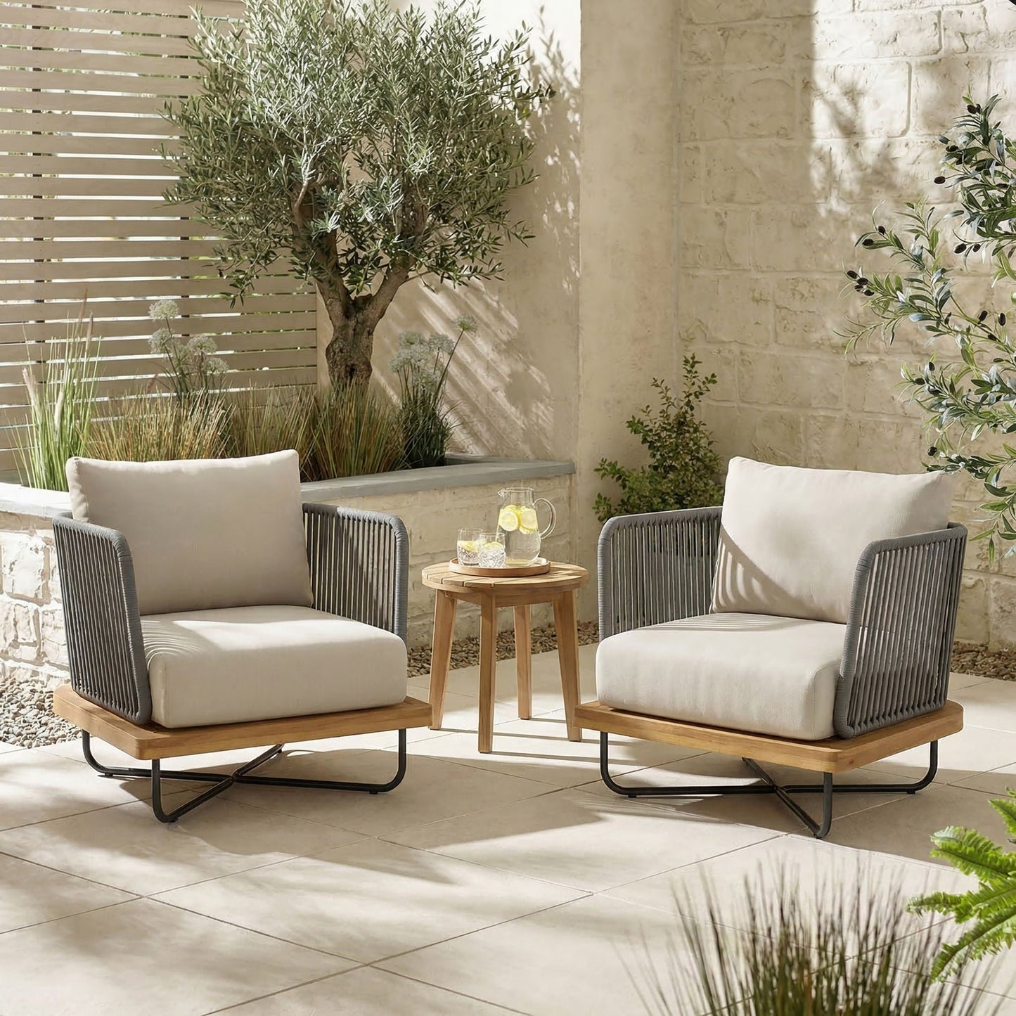 Lucca Outdoor Acacia Wood Patio Lounge Chair