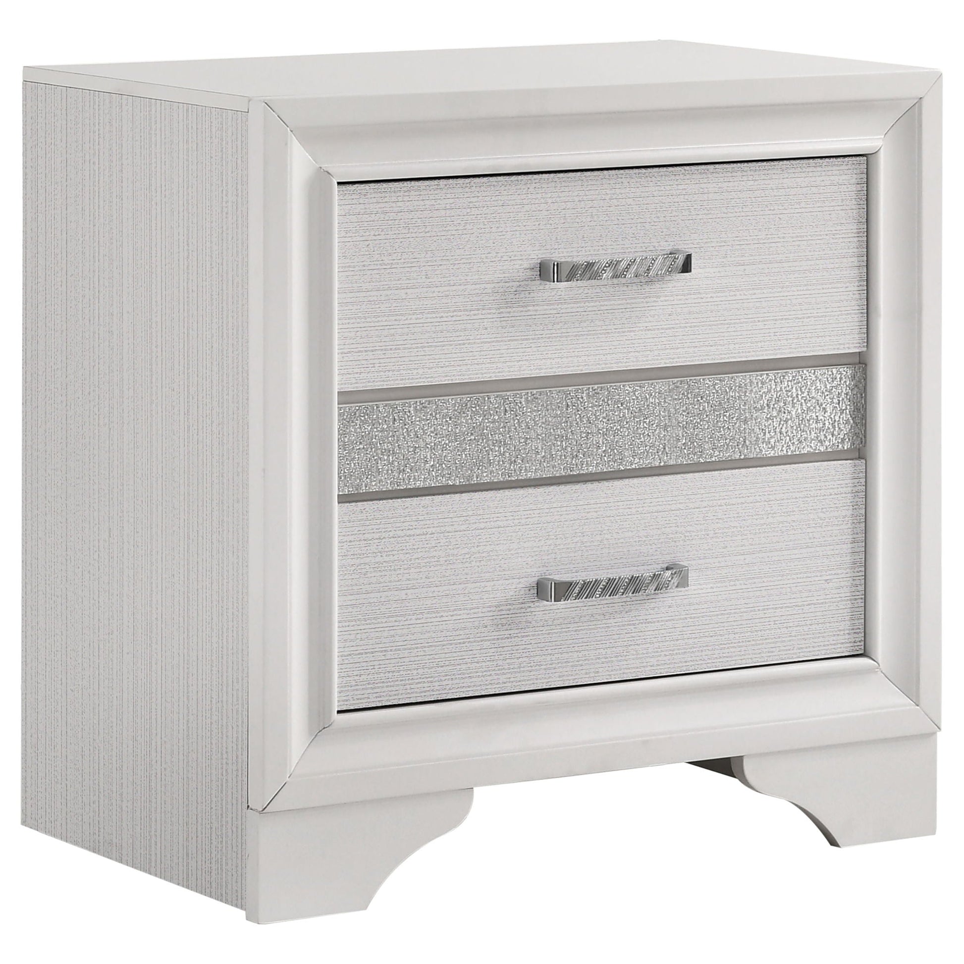 Annie 4 Piece Bedroom Set dresser by HouseOfZazla, white with silver mirrored fronts on Tampa Home & Garden Store
